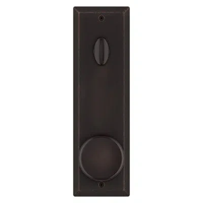 Baldwin Longview Handleset, Rustic Knob, Square Interior In Satin Black;dark Bronze