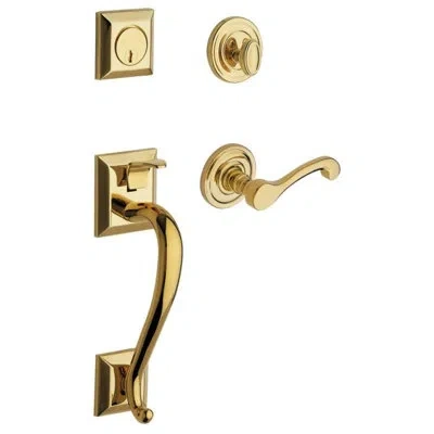 Baldwin Madison Complete Inactive Madison Dummy Handleset With Lever And Rosette In Lifetime (pvd) Polished Brass