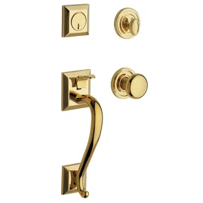 Baldwin Madison Single Cylinder Handleset With Classic Interior Lever In Lifetime (pvd) Polished Brass