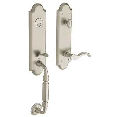 Baldwin Manchester Complete Inactive Dummy Handleset With Lever And Rosette In Lifetime (pvd) Satin Nickel