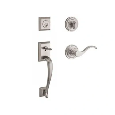 Baldwin Napa Handleset With Deadbolt And Door Lever And Rosette In Polished Nickel