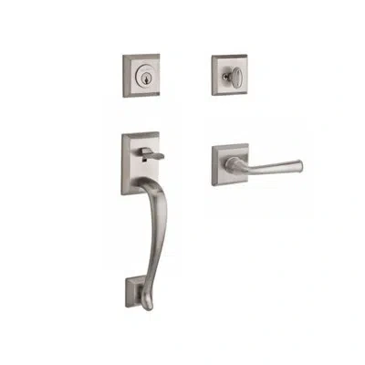 Baldwin Napa Handleset With Deadbolt And Door Lever And Rosette In Satin Nickel