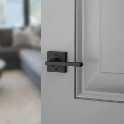 Baldwin Reserve Contemporary Square Hall/ Closet Lever In Satin Black
