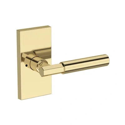 Baldwin Riddling Privacy Lever With Contemporary 5in Rose In Unlacquered Brass
