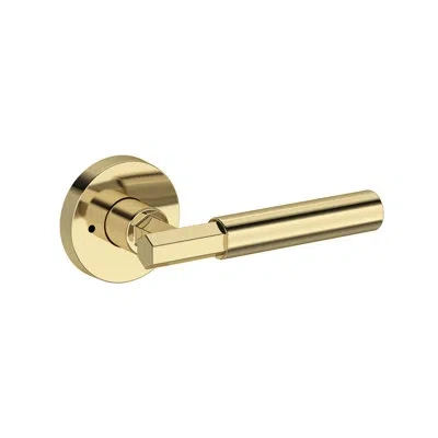 Baldwin Riddling Privacy Lever With Contemporary Round Rose In Unlacquered Brass