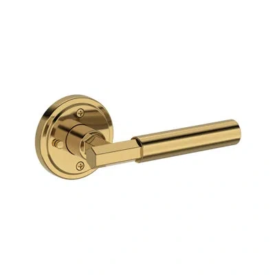 Baldwin Riddling Privacy Lever With Stepped Round Rose In Lifetime (pvd) In Polished Brass