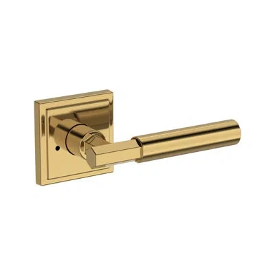 Baldwin Riddling Privacy Lever With Stepped Square Rose In Polished Brass