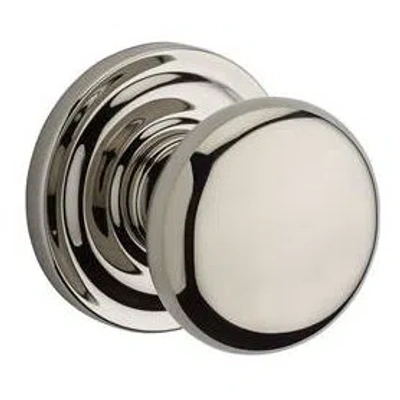 Baldwin Round Double Dummy Door Knob With Traditional Round Rose In Polished Nickel