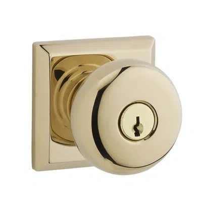 Baldwin Round Keyed Door Knob In Polished Brass