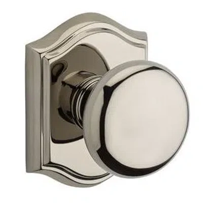 Baldwin Round Passage Door Knob With Traditional Arch Rose In Polished Nickel