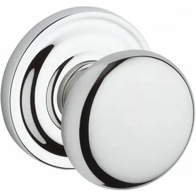 Baldwin Round Privacy Door Knob With Traditional Round Rose In Polished Chrome