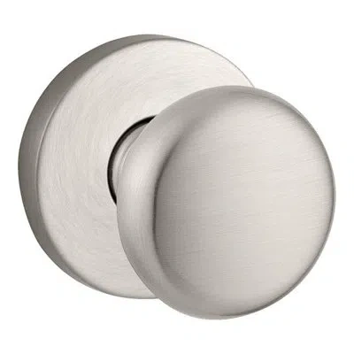 Baldwin Round Single Dummy Door Knob With Contemporary Round Rose In Satin Nickel