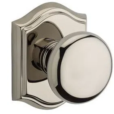 Baldwin Round Single Dummy Door Knob With Traditional Arch Rose In Polished Nickel