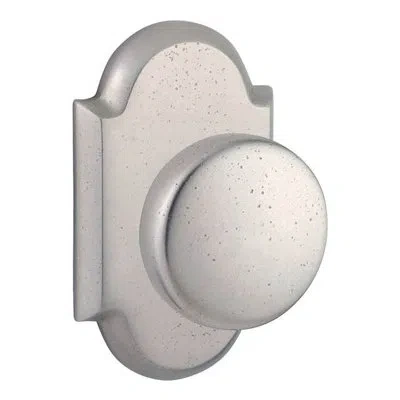 Baldwin Rustic Keyed Door Knob With Rustic Arch Rose In White Bronze