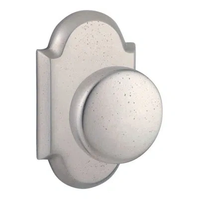 Baldwin Rustic Single Dummy Door Knob With Rustic Arch Rose In White Bronze
