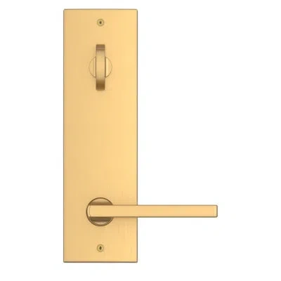 Baldwin Santa Cruz Handleset, Square Lever In Satin Brass
