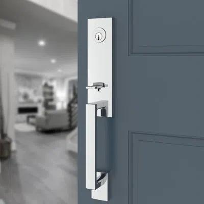 Baldwin Seattle Handleset With Square Lever In Polished Chrome