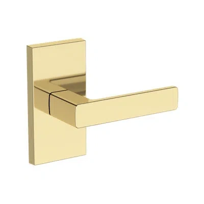 Baldwin Sharpewood Full Dummy Lever With Contemporary 5in Rose In Lifetime (pvd) In Unlacquered Brass