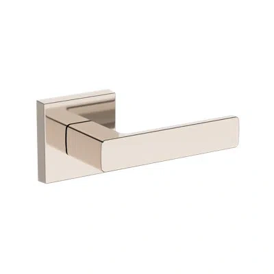 Baldwin Sharpewood Half Dummy Lever With Contemporary Square Rose In Lifetime (pvd) In Polished Nickel
