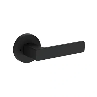 Baldwin Sharpewood Privacy Lever With Contemporary Round Rose In Satin Brass