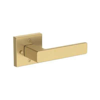 Baldwin Sharpewood Privacy Lever With Contemporary Square Rose In Satin Brass