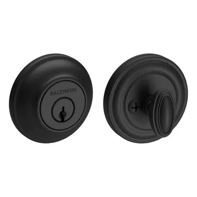 Baldwin Single Cylinder Deadbolt With Rosette In Satin Black