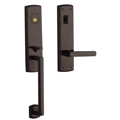 Baldwin Soho Complete Inactive Dummy Handleset With Lever And Rosette In Venetian Bronze