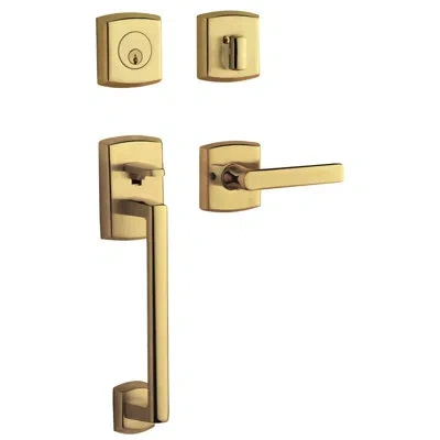 Baldwin Soho Handleset With Single Cylinder Deadbolt And Door In Satin Black