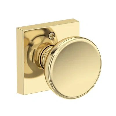 Baldwin Solvang Full Dummy Knob With Contemporary Square Rose In Lifetime (pvd) Polished Nickel In Unlacquered Brass