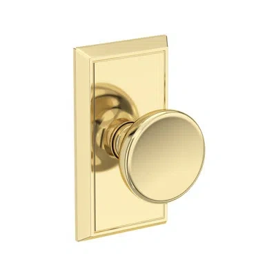 Baldwin Solvang Half Dummy Knob With Chamfered 5in Rose In Unlacquered Brass