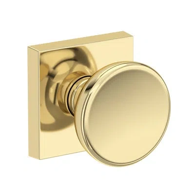 Baldwin Solvang Half Dummy Knob With Contemporary Square Rose In In Unlacquered Brass