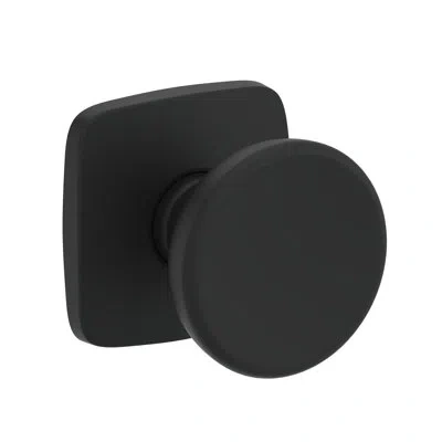 Baldwin Solvang Half Dummy Knob With Soft Square Rose In Lifetime (pvd) In Matte Black