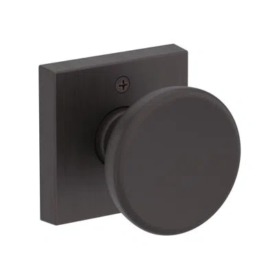 Baldwin Solvang Passage Knob With Contemporary Square Rose In Lifetime (pvd) In Venetian Bronze