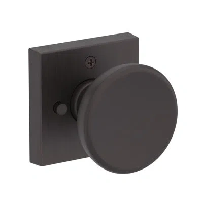 Baldwin Solvang Privacy Knob With Contemporary Square Rose In Venetian Bronze