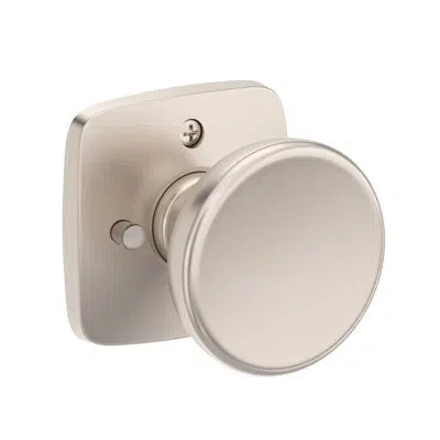 Baldwin Solvang Privacy Knob With Soft Square Rose In Satin Nickel