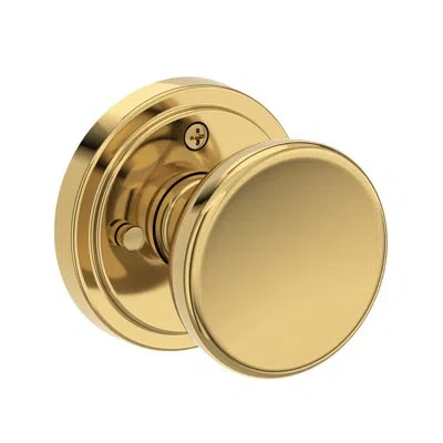 Baldwin Solvang Privacy Knob With Stepped Round Rose In Lifetime (pvd) Polished Brass