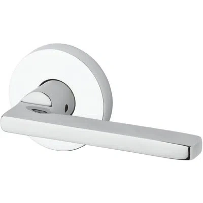 Baldwin Square Double Dummy Door Lever With Contemporary Round Rose In Polished Chrome
