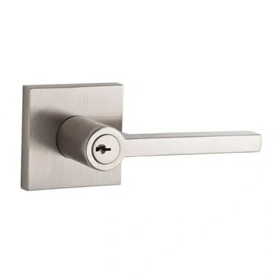 Baldwin Square Passage Door Lever With Traditional Square Rose In Satin Nickel