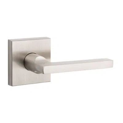 Baldwin Square Privacy Door Lever With Traditional Square Rose In Satin Nickel
