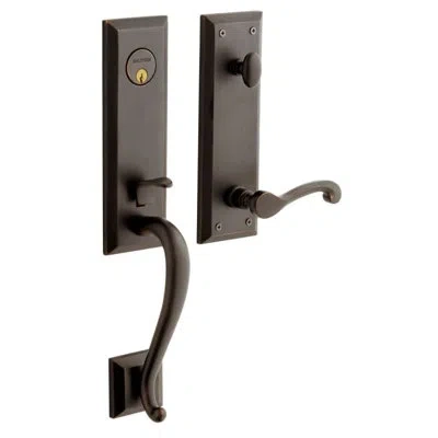 Baldwin Stonegate Complete Inactive Dummy Handleset With Lever And Rosette In Lifetime (pvd) Polished Brass