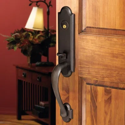 Baldwin Stonegate Handleset With Single Cylinder Deadbolt And Door Lever And Rosette In Oil Rubbed Bronze