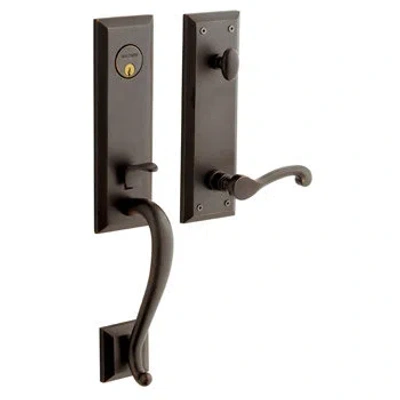 Baldwin Stonegate Handleset With Single Cylinder Deadbolt And Door Lever And Rosette In Venetian Bronze