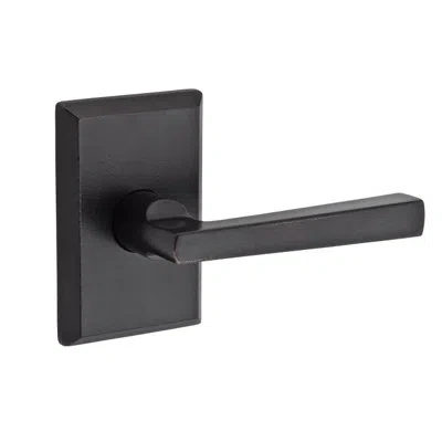 Baldwin Taper Double Dummy Door Lever With Rustic Square Rose In Dark Bronze