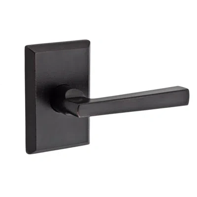 Baldwin Taper Privacy Door Lever With Rustic Square Rose In Dark Bronze