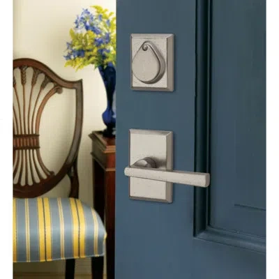 Baldwin Taper Single Dummy Door Lever With Rustic Square Rose In White Bronze