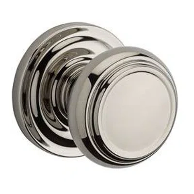 Baldwin Traditional Double Dummy Door Knob With Traditional Round Rose In Polished Nickel