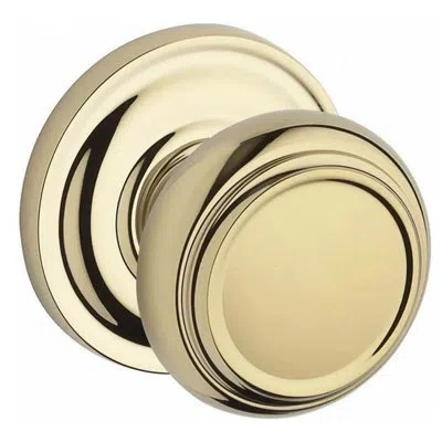 Baldwin Traditional Keyed Door Knob With Traditional Round Rose In Polished Brass
