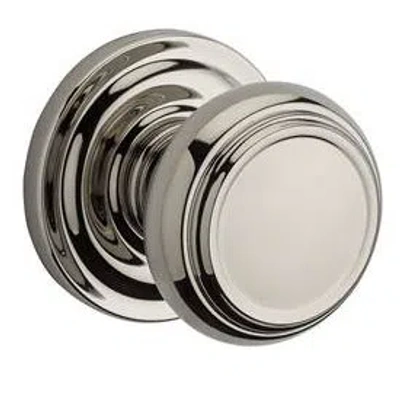 Baldwin Traditional Passage Door Knob With Traditional Round Rose In Polished Nickel