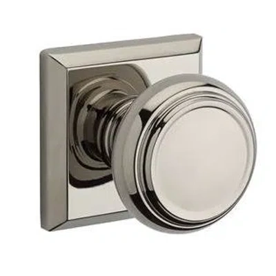 Baldwin Traditional Privacy Door Knob With Traditional Square Rose In Polished Nickel
