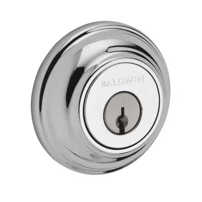 Baldwin Traditional Round Single Cylinder Deadbolt With Smartkey In Polished Chrome